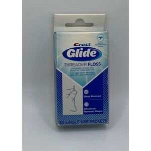 Crest Glide Threader Floss 30 Single Use Packet Dentist Recommend Bridges Braces